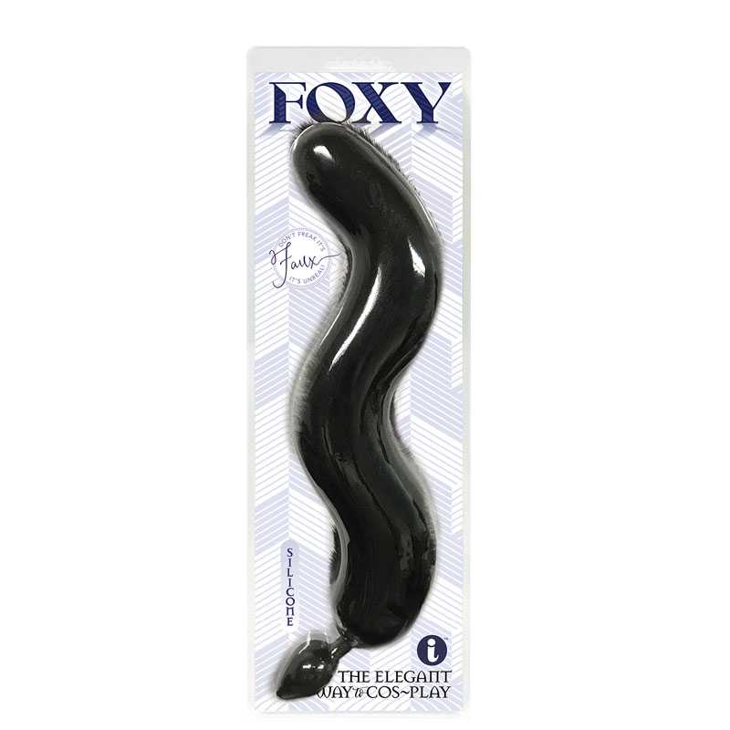 Foxy Fox Tail Silicone Butt Plug - Black