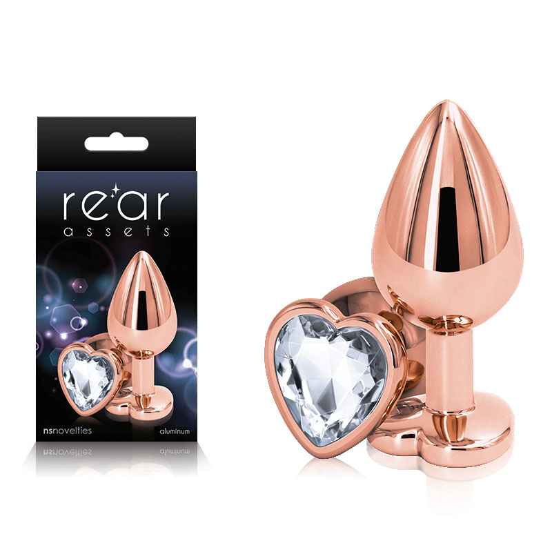 Rear Assets Rose Gold Heart - Medium - Clear