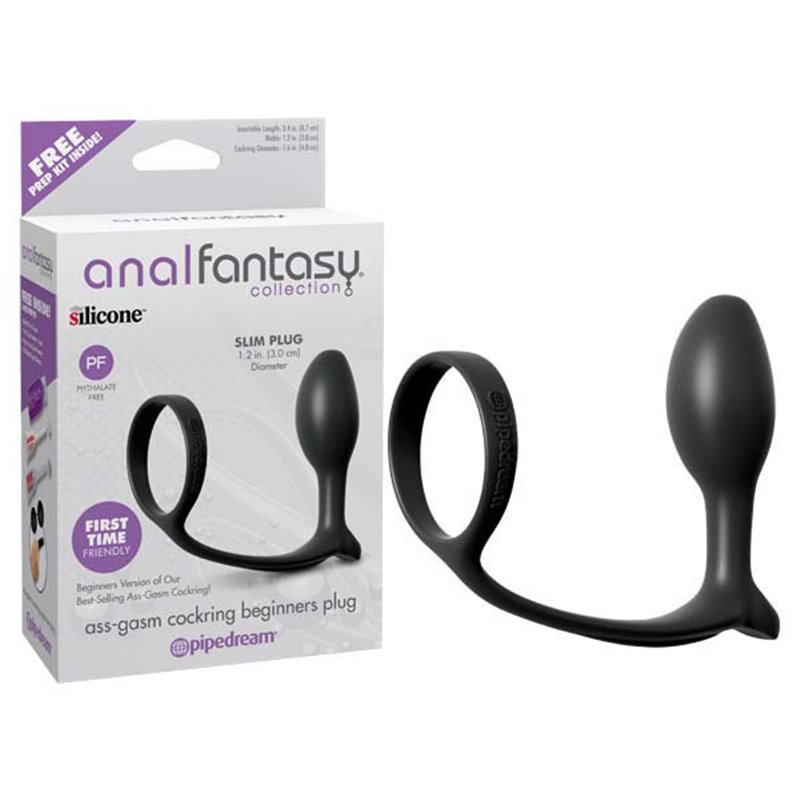 AFC Ass-Gasm Cock Ring Beginners Plug - Black