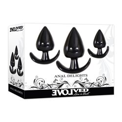 Evolved ANAL DELIGHTS Black Butt Plugs - Set of 3