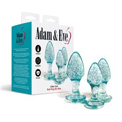 Adam & Eve GLITTER GEM BUTT PLUG SET - Blue