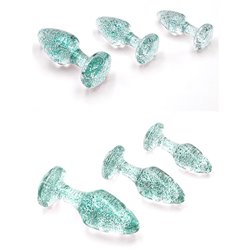 Adam & Eve GLITTER GEM BUTT PLUG SET - Blue