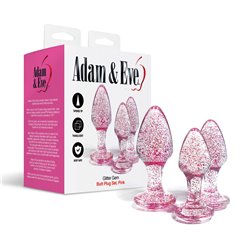 Adam & Eve GLITTER GEM BUTT PLUG SET - Pink