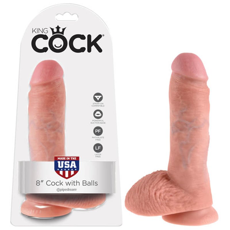 King Cock 8'' Cock with Balls - Flesh