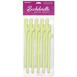 BP Dicky Sipping Straws - 10 Pack Glow in Dark