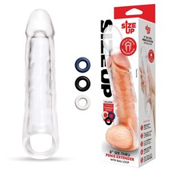 Size Up 3 Inch See-Thru Penis Extender with Ball Loop