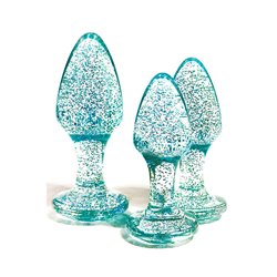 Adam & Eve GLITTER GEM BUTT PLUG SET - Blue