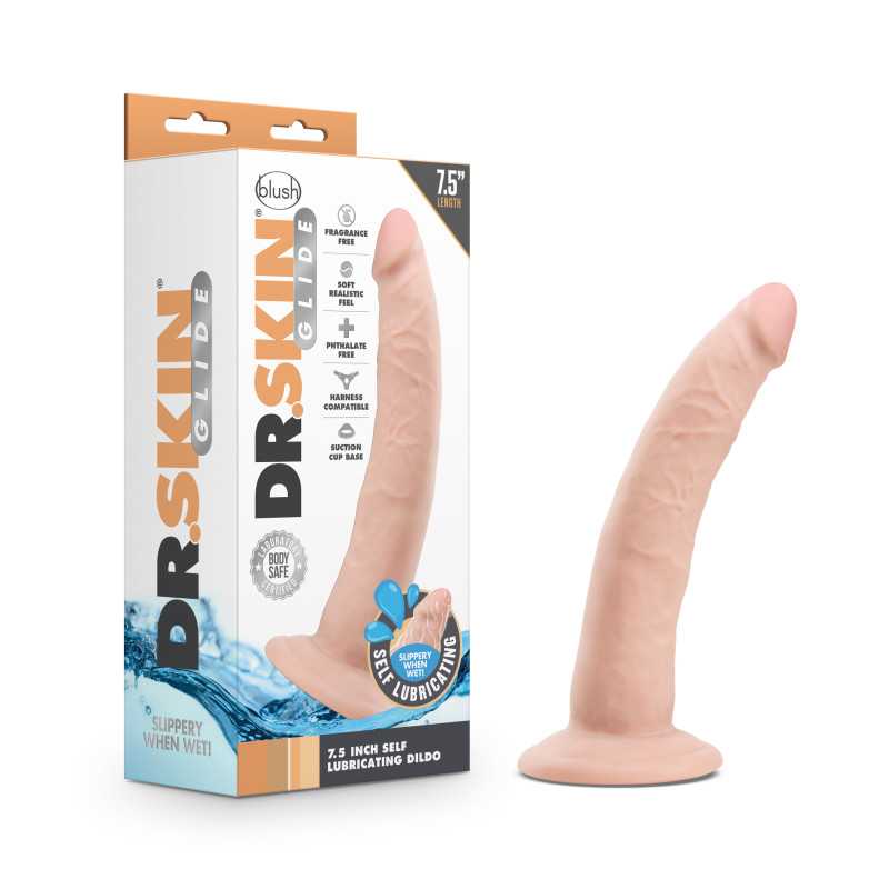 Dr. Skin Glide Self Lubricating 7.5'' Dong - Flesh