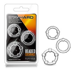 Stay Hard Beaded Cockrings - Clear