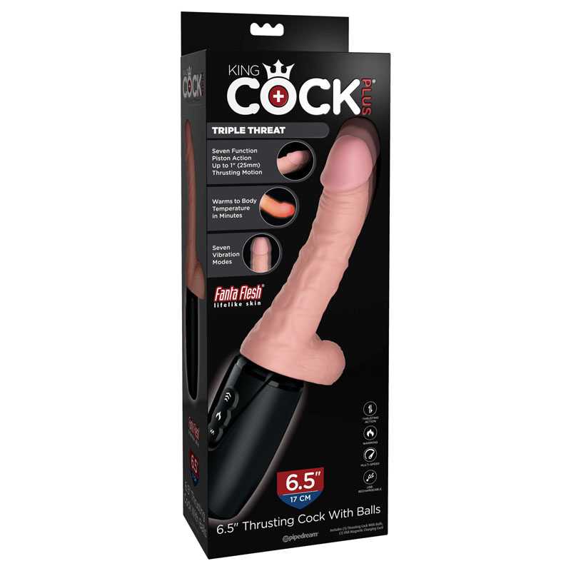 King Cock + 6.5'' 3D Thrusting Cock - Flesh