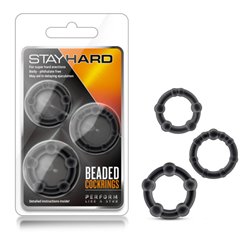 Stay Hard Beaded Cockrings - Black