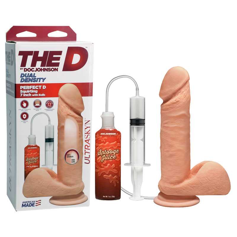 The D Squirting 7'' Dong + Balls - Flesh