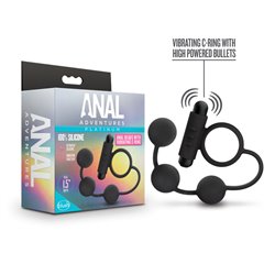 Anal Adventures Platinum Anal Beads + Vib C-Ring