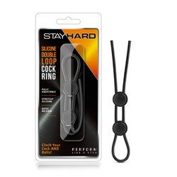 Stay Hard Silicone Double Loop Cock Ring - Black