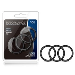 Performance VS1 Silicone Cockrings - Med - Black