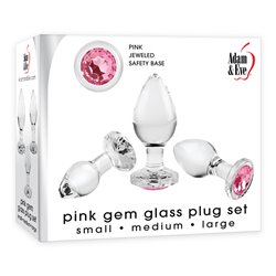 Adam & Eve PINK GEM GLASS PLUG SET