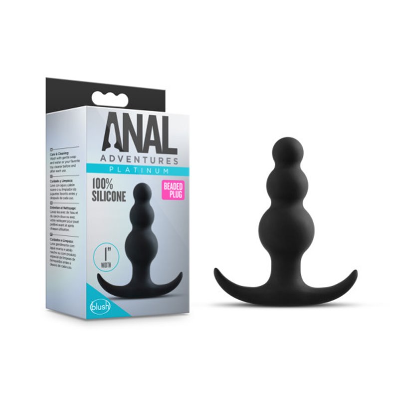 Anal Adventures Platinum Beaded Plug - Black