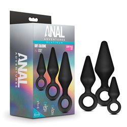 Anal Adventures Platinum Loop Plug Kit - Black